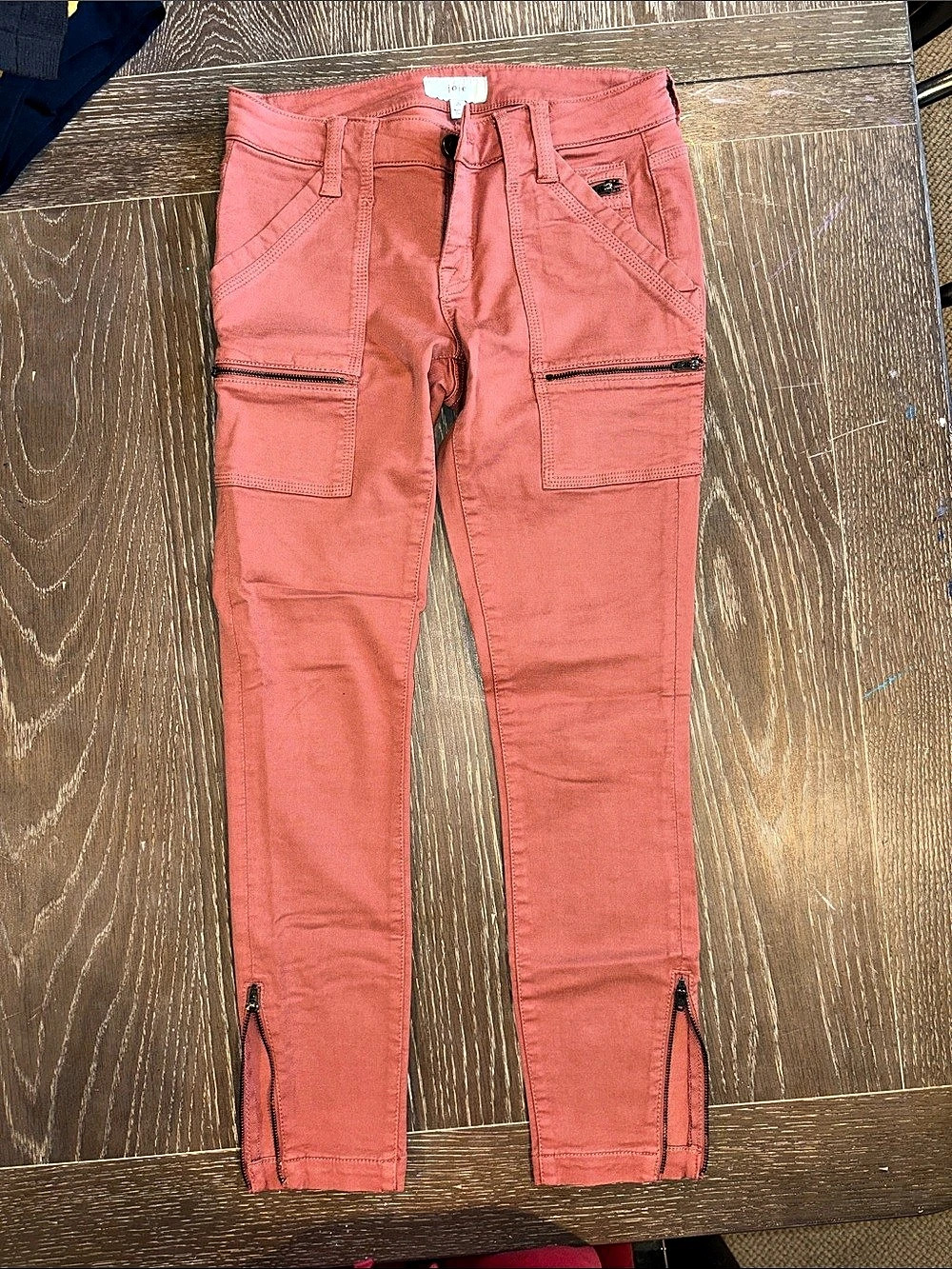 Joie Park Skinny Cargo Pants Coral Waist 26